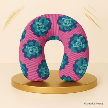 Neck Pillow 100% Cotton - Texture pink and blue